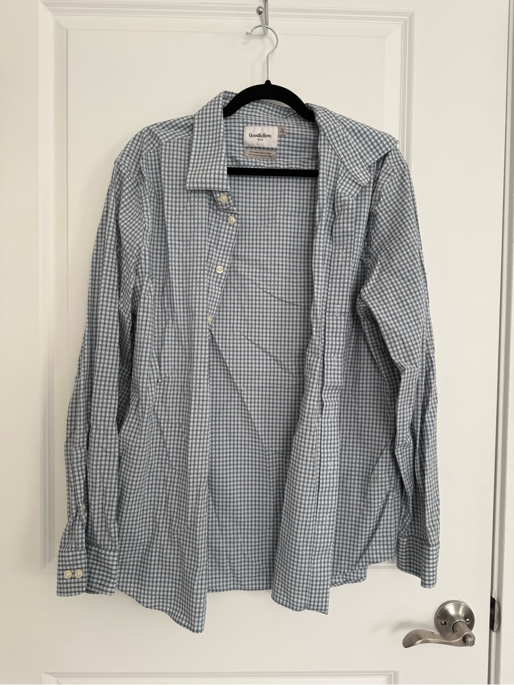Goodfellow & Co Navy and White Checked Button-Up Shirt